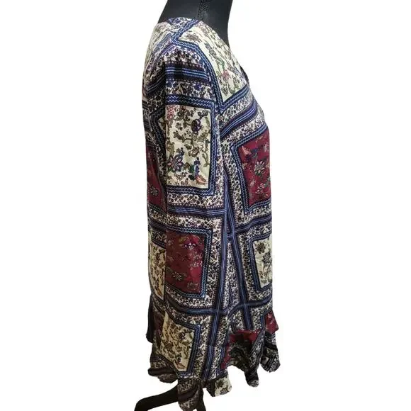 Lulu's Cream and Plum Multi Print Long Sleeve Shift Mini Dress, Sz S - NWT - Picture 4 of 13